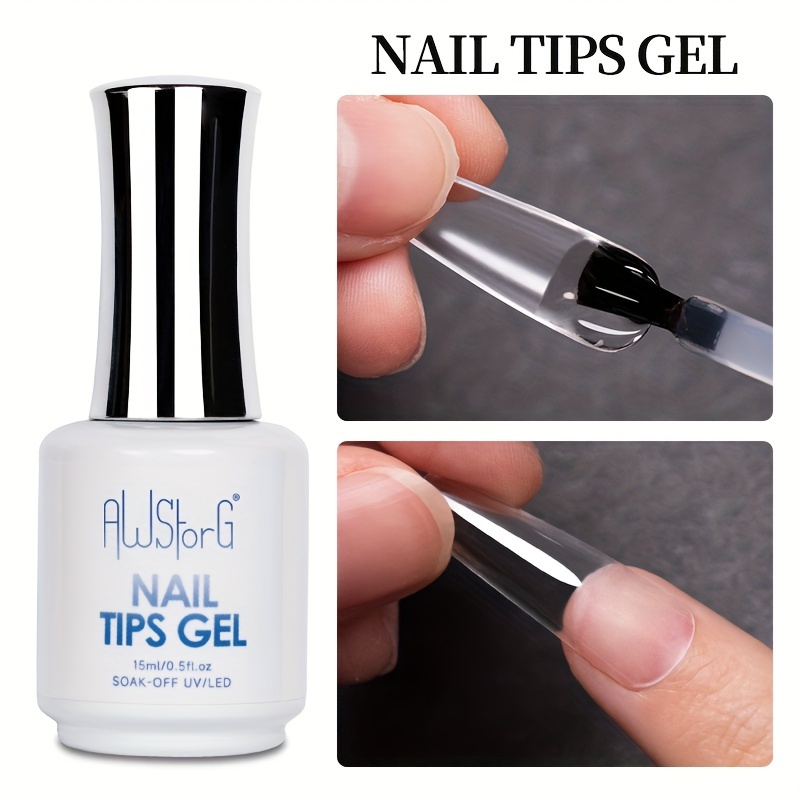 Image of Awstorg1/2pcs 15ml 3in 1 Nail Tip Gel For False Tips Extend Press On Nails Nail Art Long Lasting Soak Off Gel Nail Polish