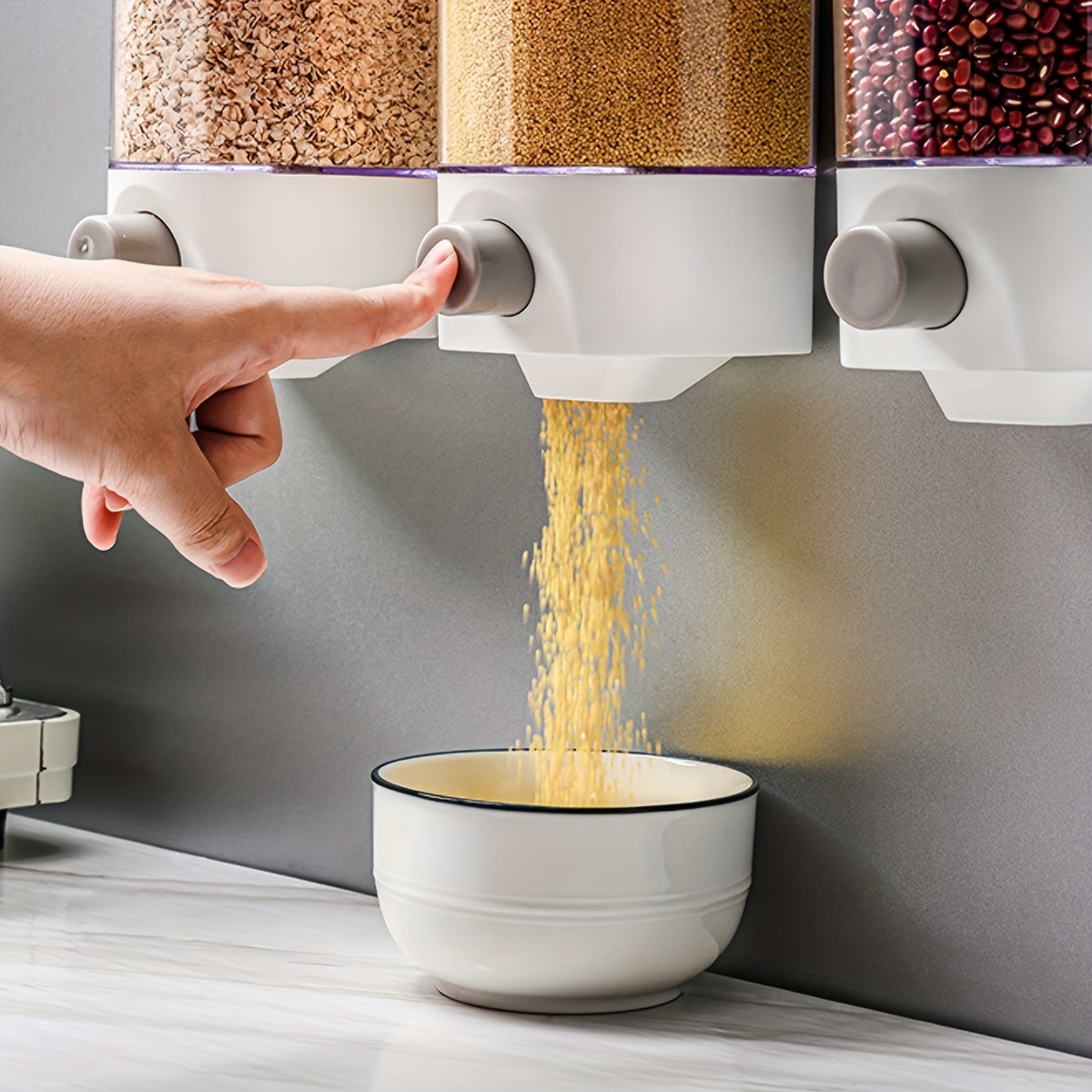 Wall-Mounted Dry Food Dispenser Kitchen Rice Storage Container