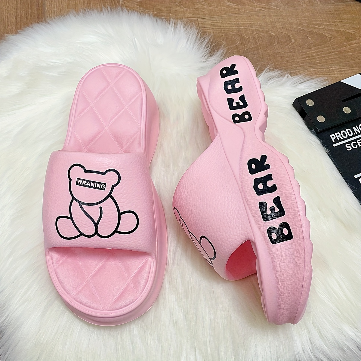 2023 Cute Bear Cotton Linen Slippers Women Summer Sandals Platform