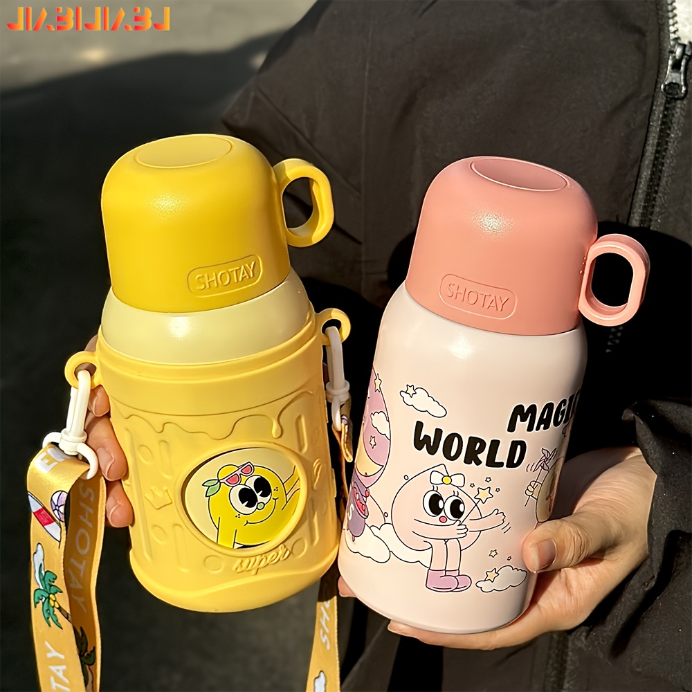 Botella termo de oso Kawaii de 380 ML para niños y niñas, taza