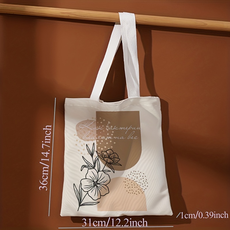 Art Flower Print Canvas Tote Bag Aesthetic Large Grocery - Temu