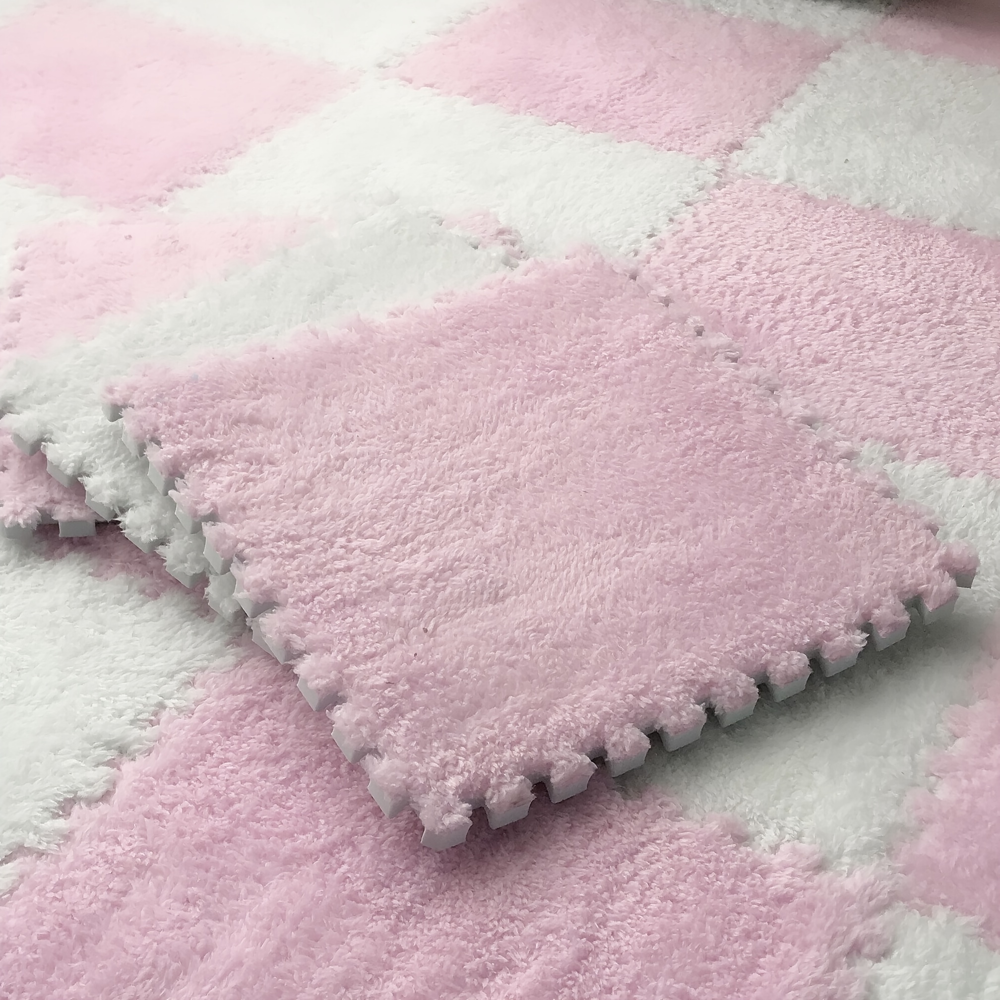 Plush Puzzle Foam Floor Mat Thick Interlocking Fluffy Tiles - Temu Mexico