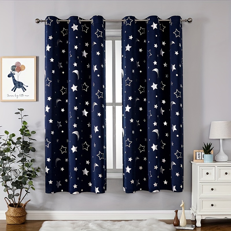 Cortinas opacas con ojales de estrella hueca, cortinas de cortina con  aislamiento térmico, cortinas de doble capa para dormitorio de niños, sala  de