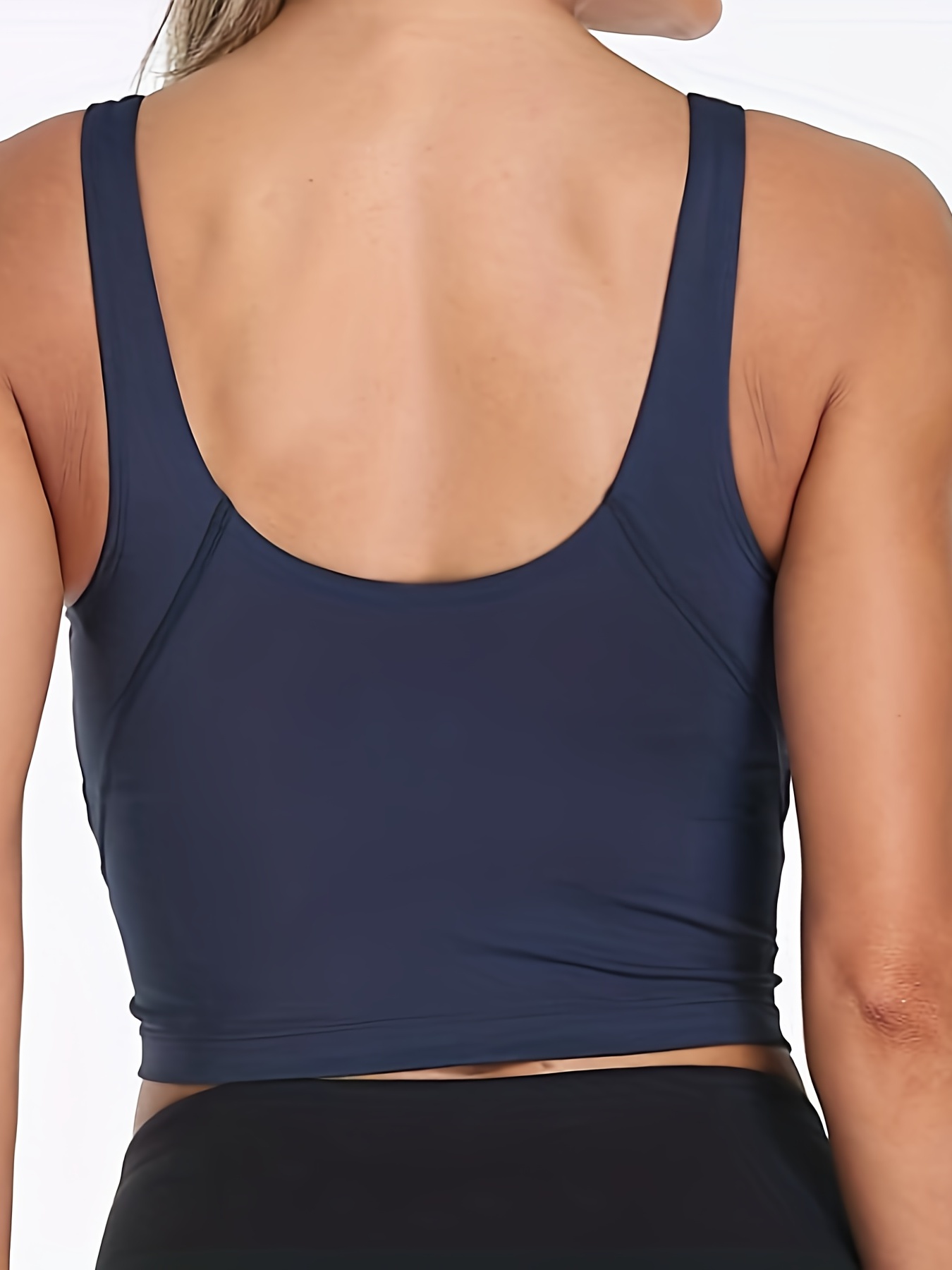 Lemedy Women Padded Sports Bra Fitness Workout Running Shirts Yoga Tank Top  (L, Navy Blue) 