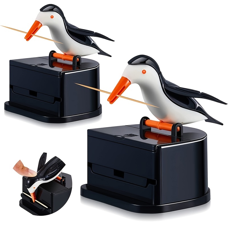 Dispenser stuzzicadenti a forma di uccellini 1 pz., Dispenser di  stuzzicadenti a forma di uccelli creativi, porta stuzzicadenti (nero)