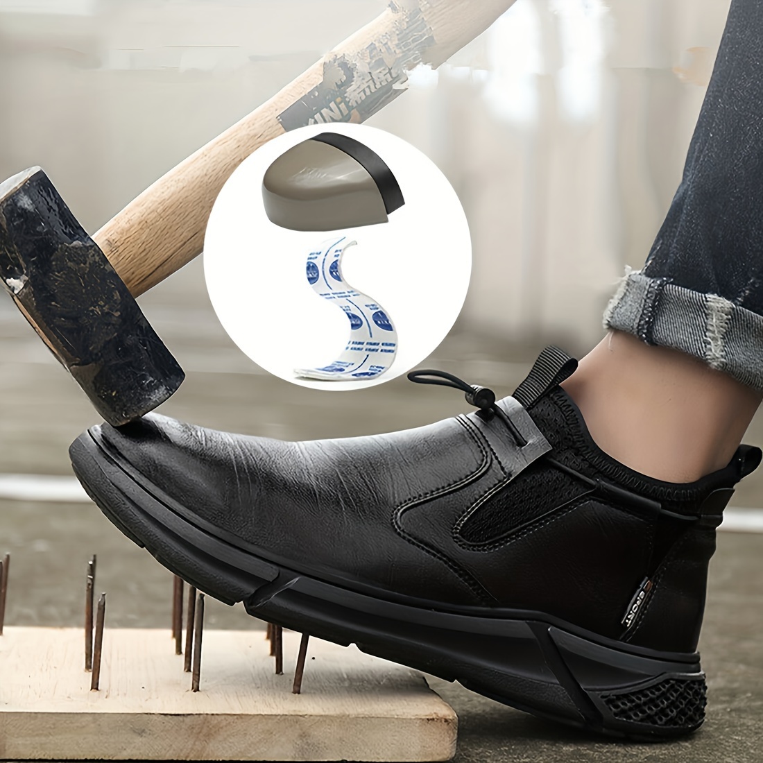 Men Stanley Leather Safety Work Boots Steel Toe Waterproof,Temu