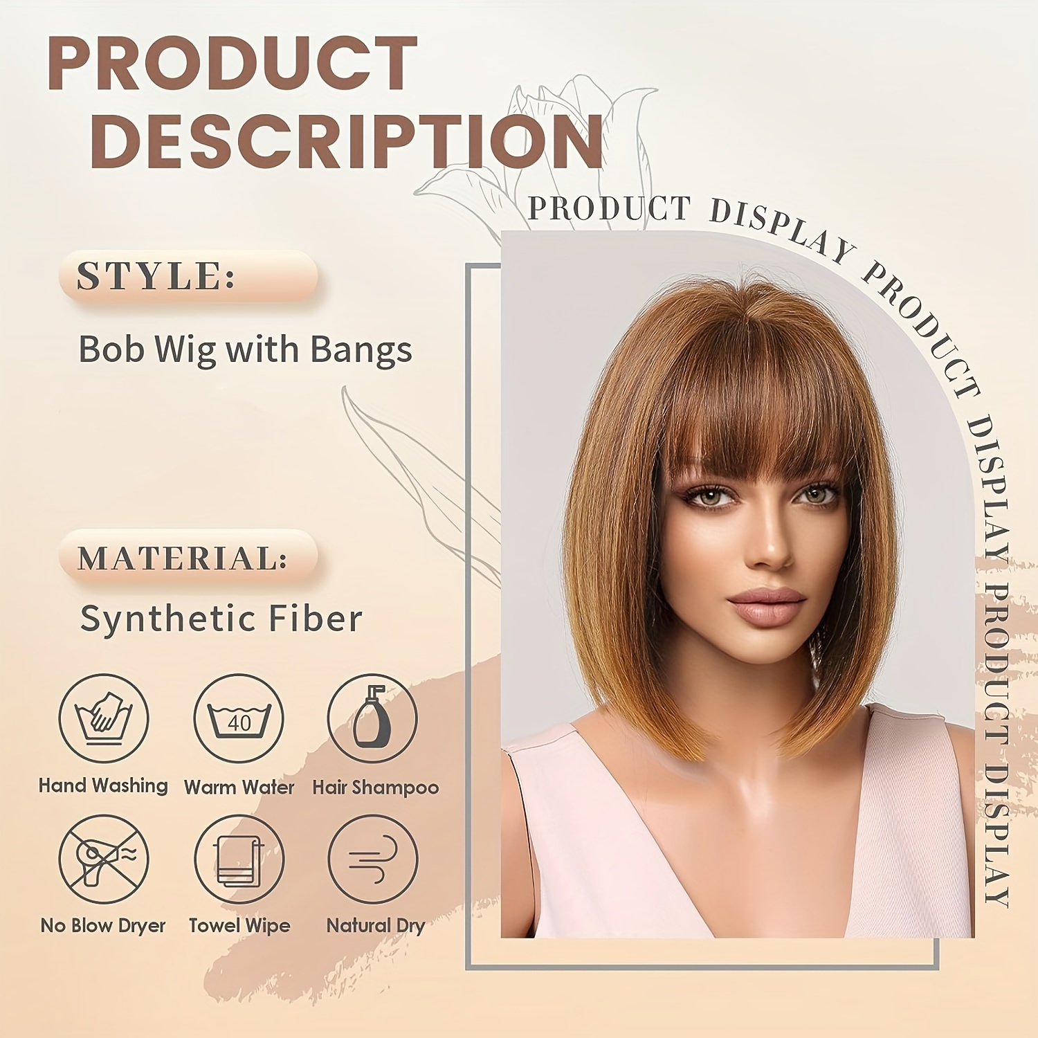 Brown bob shop wig no fringe