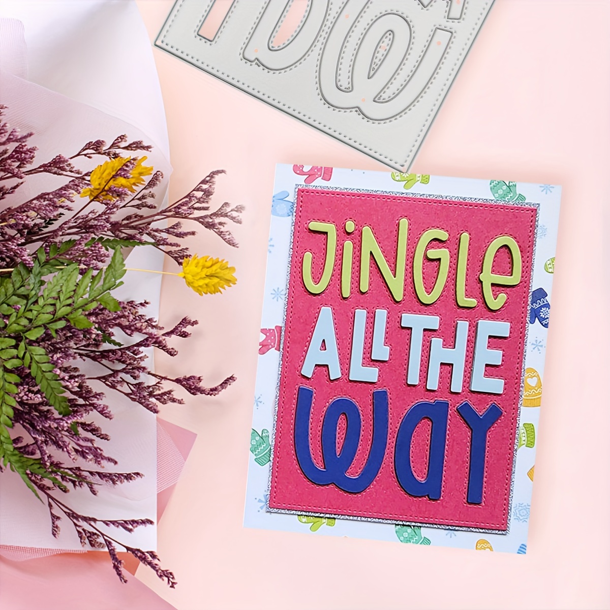 Jingle All The Way Die Cuts For Card Making Words Metal - Temu