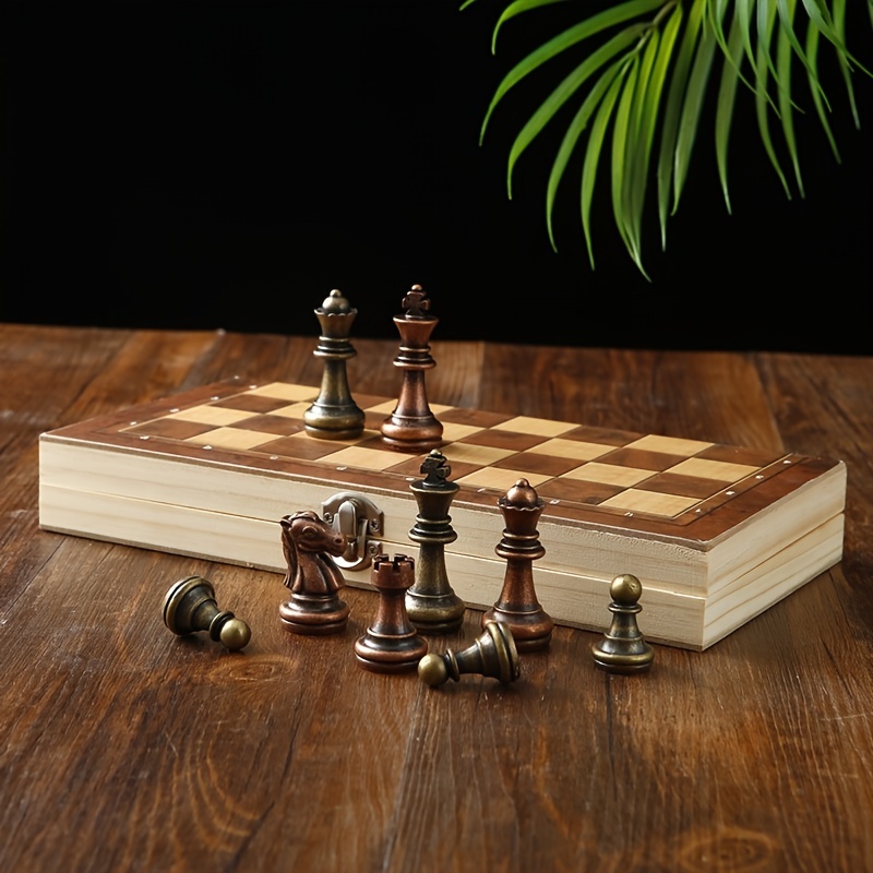 Vintage Wooden Travel Chess Set