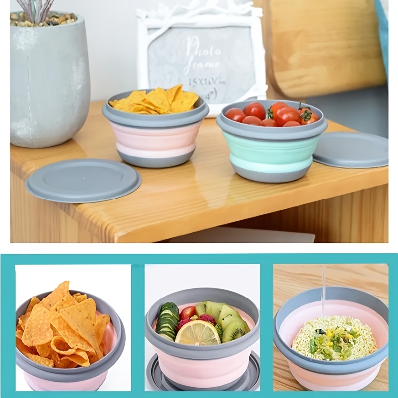 3Pcs/Set Folding Bowl Silicone Kitchen Containers Portable Salad