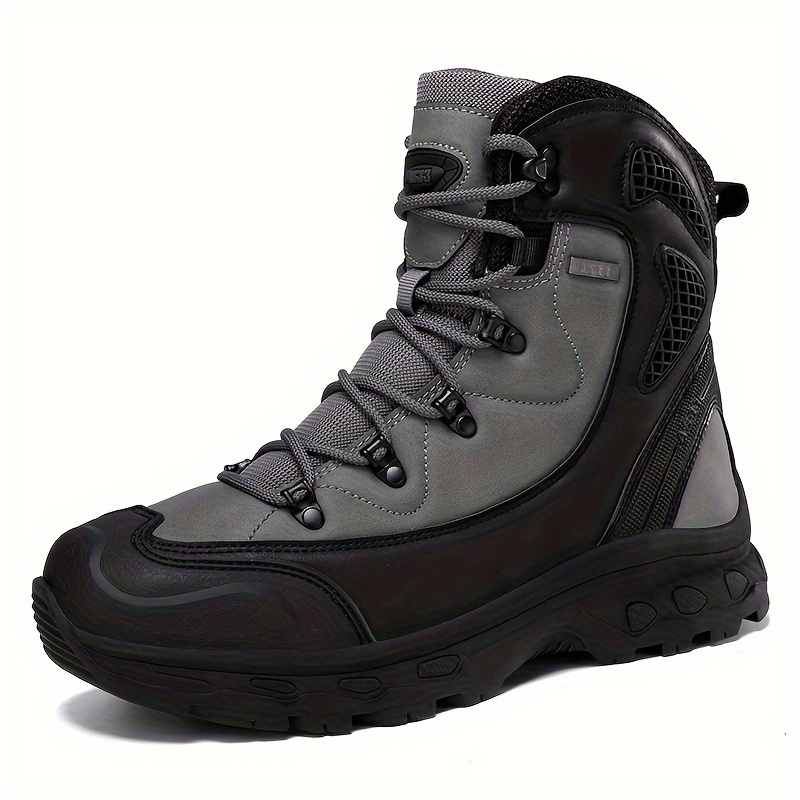 Men's Trendy High Top Military Style Hiking Boots, Comfy Non Slip Lace