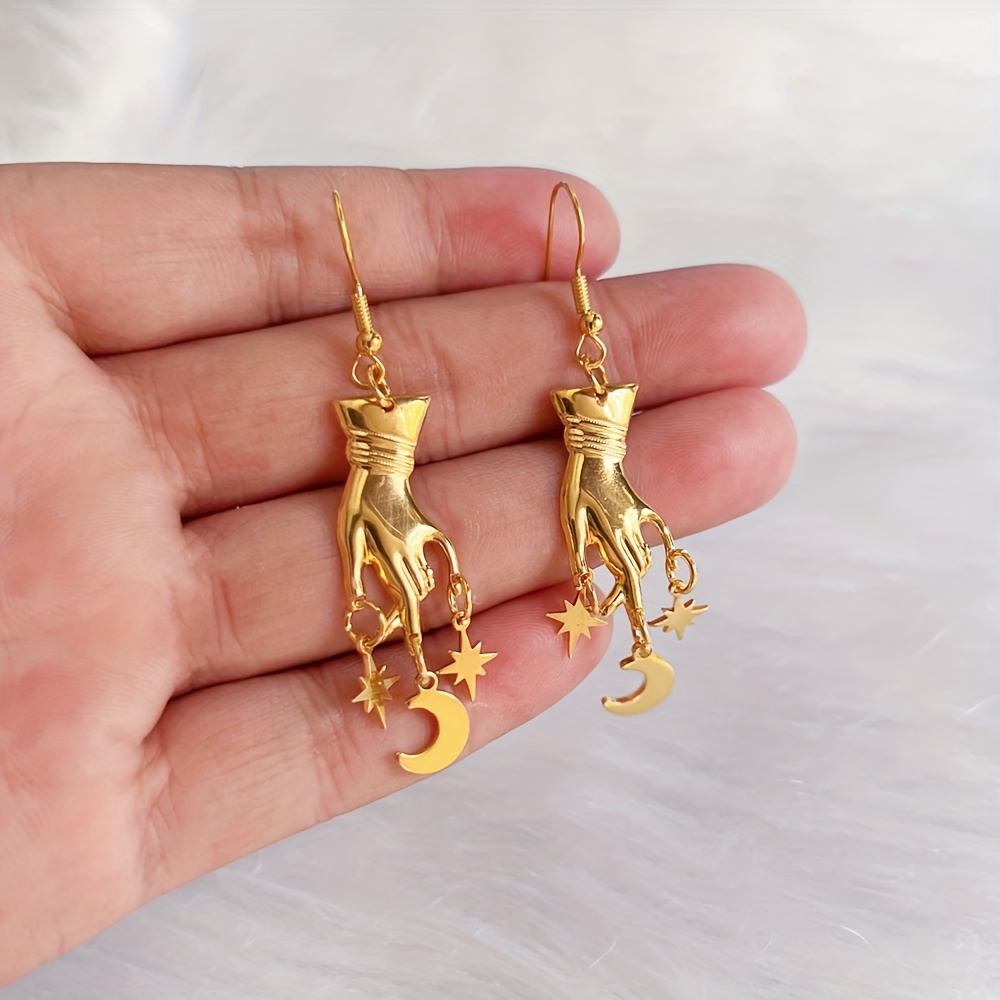 Boho Moon & Star Pendant Earrings Gothic Party Gift Men