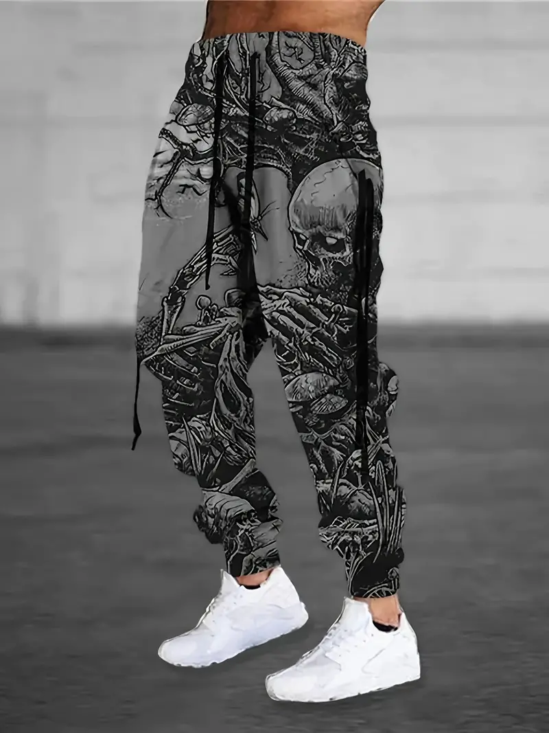 Plus Size Pantaloni Jogging Oversize Stampa A Tema Gotico E - Temu