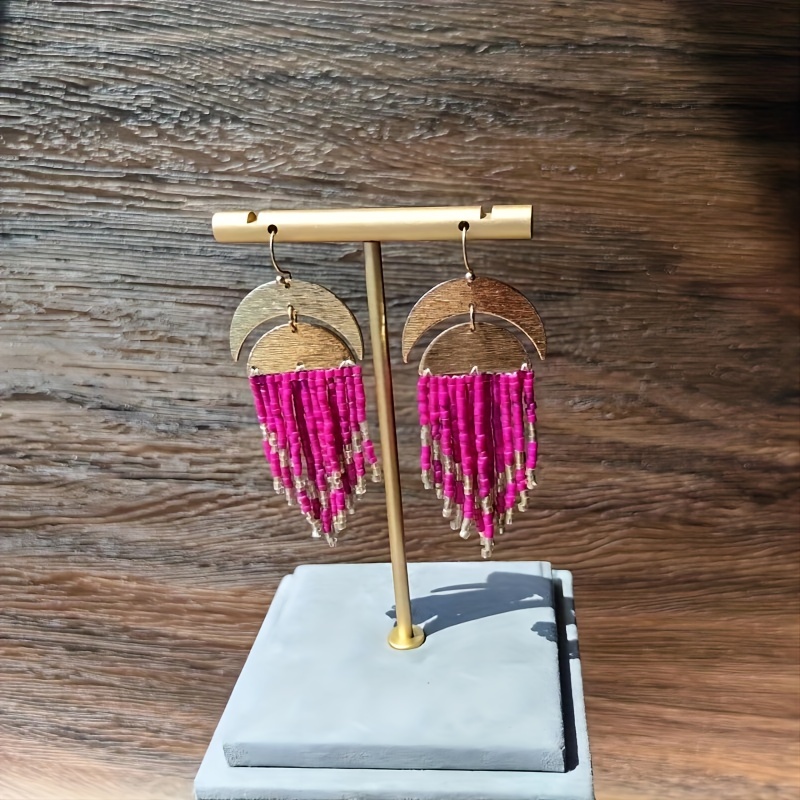 Women's Bohemian Beaded Tassel Earrings, Stylish