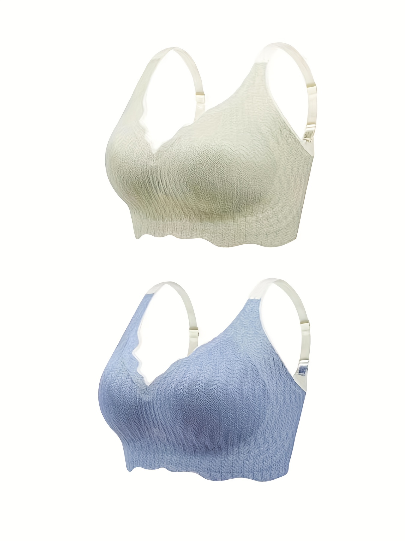 8pcs Contrast Lace Wireless Bras, Comfy & Breathable Scallop Trim Bra,  Women's Lingerie & Underwear