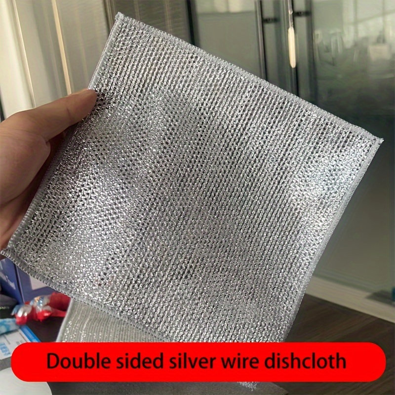 Dishwashing Towel Double sided Silver Wire Dishwashing Towel - Temu