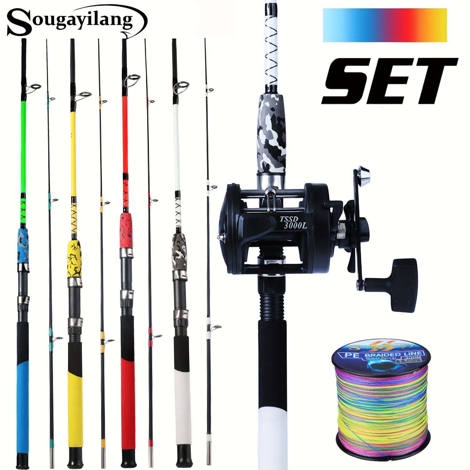 Sougayilang Fishing Rod And Reel Combo, Including 2 Sections Fishing Rod  And Right Handle Trolling Fishing Reel, Braided Fishing Line, Fishing  Tackle For Saltwater Or Freshwater - Sports & Outdoors - Temu New Zealand
