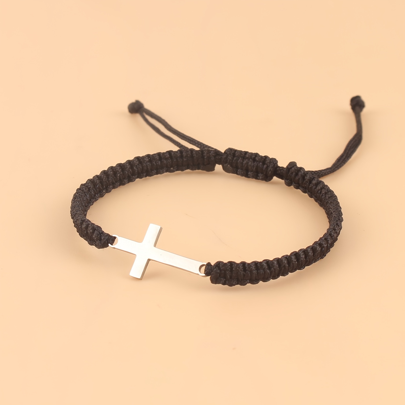 Braided Rope Bracelet Stainless Steel Pattern Cross - Temu