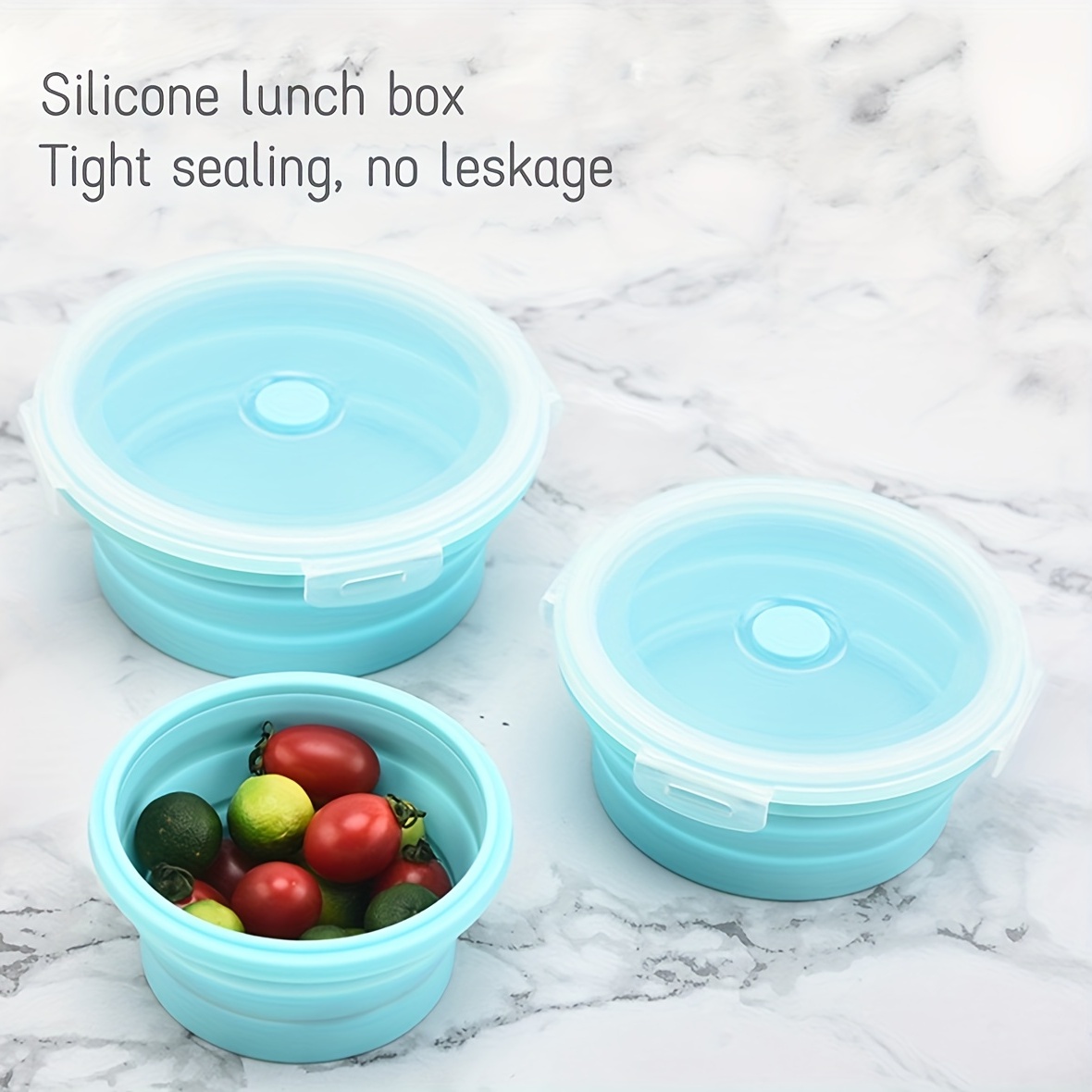 1pc Collapsible Silicone Food Storage Containers With Lids, Portable Bento Lunch  Box, Microwave Kitchen Food Lunchbox For Travel