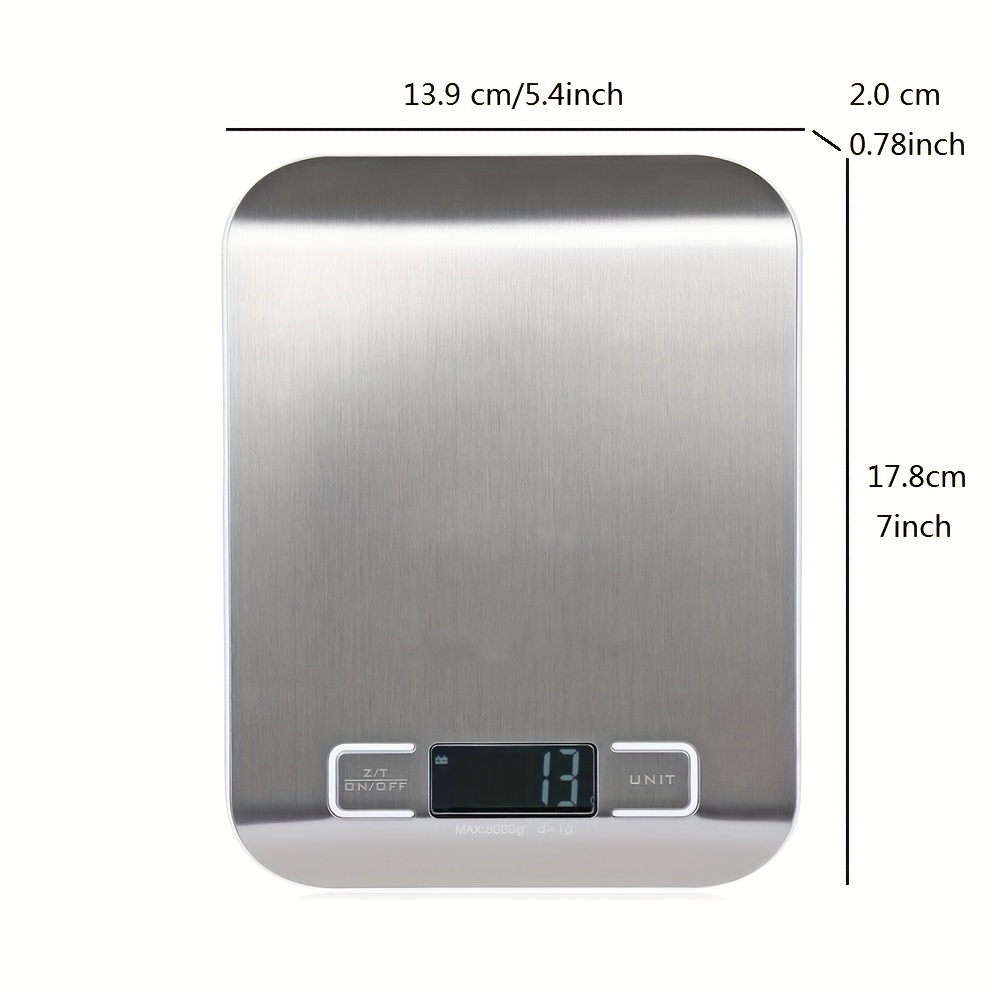 1pc Battery Powered Food Baking Scale, Waterproof Stainless Steel