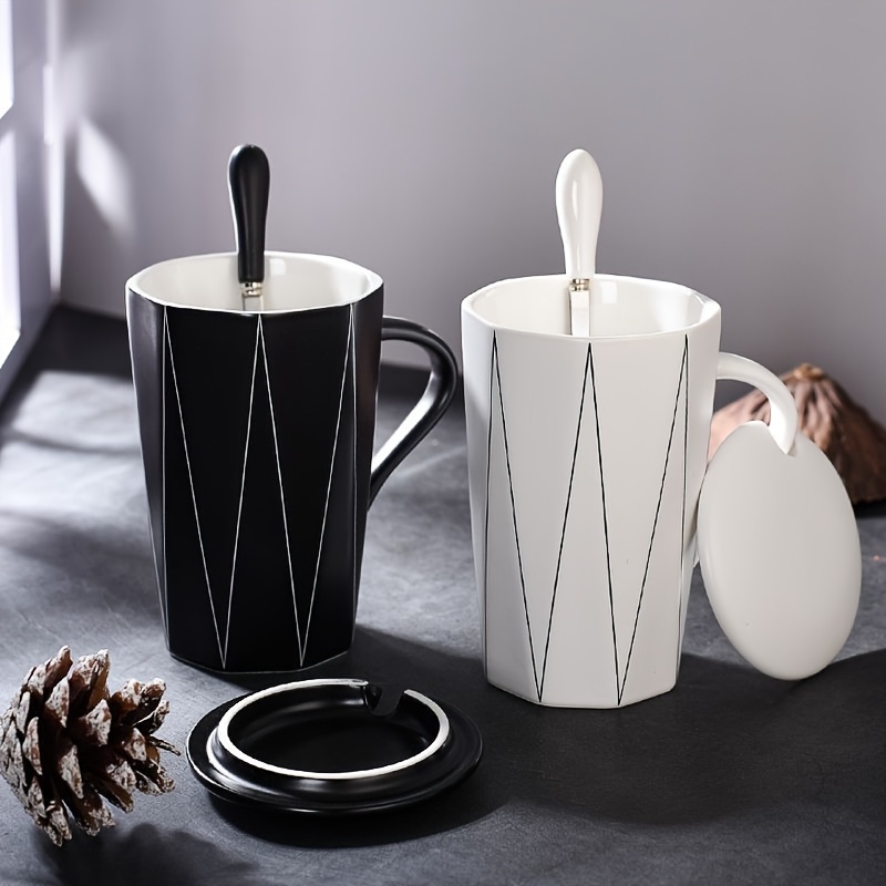 Taza Porcelana negra para Infusiones o Té (0.35 L), Filtro y Tapa