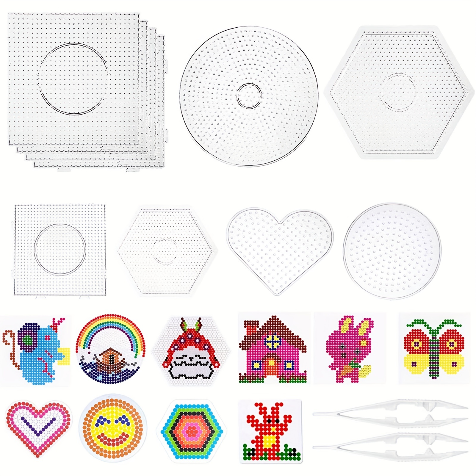 New 5mm Perler Beads Square Round Hexagon Pegboard 3D Puzzle