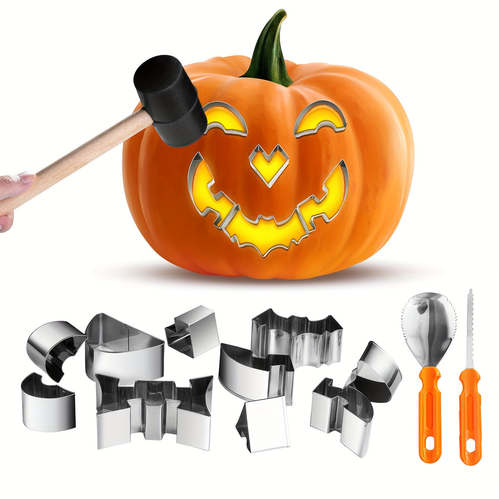 Premium Stainless Steel Pumpkin Carving Kit Hammer Perfect - Temu