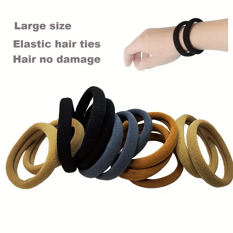 Solid Color Hair Ties Seamless Small Thick Stretchy Rubber - Temu