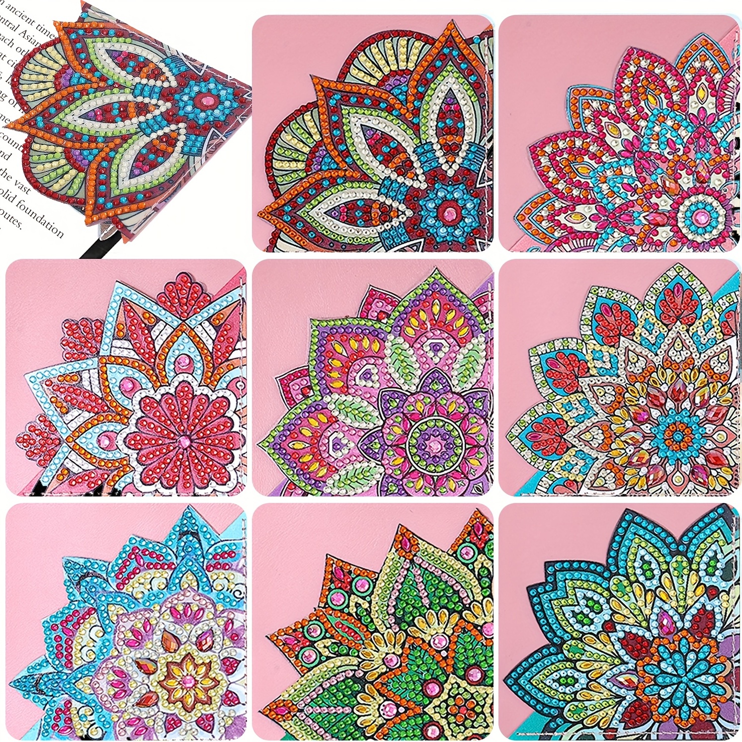 4 Pcs Mandala Diamond Painting Bookmarks For Kids,diy Corner Bookmark  Triangle 5d Diamond Painting Bookmarks Crafts Gifts