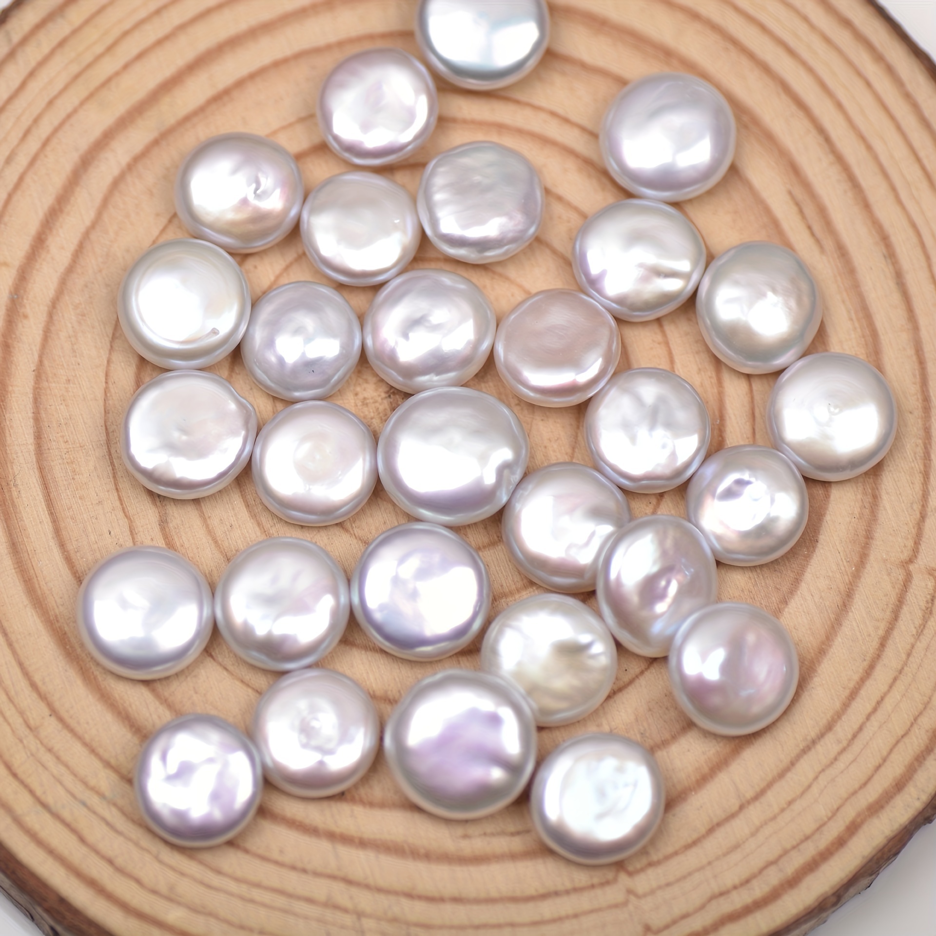 Flat Round Freshwater Pearl for DIY Earrings & Accessories