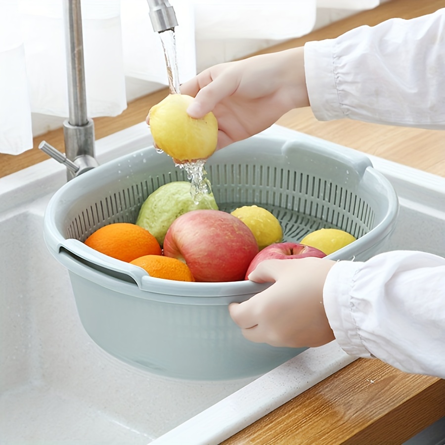 Multi-functional Double-layer Vegetable Wash Basin & Drain Basket