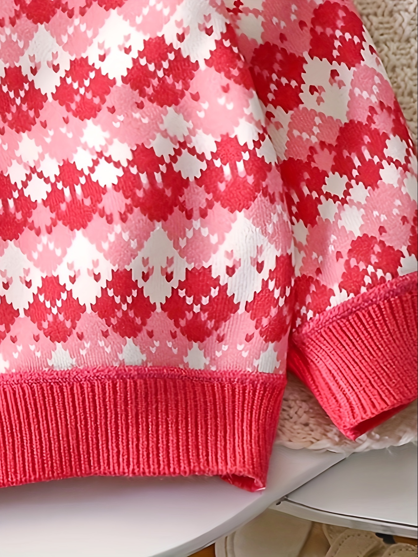 Baby red jacquard-knit leggings