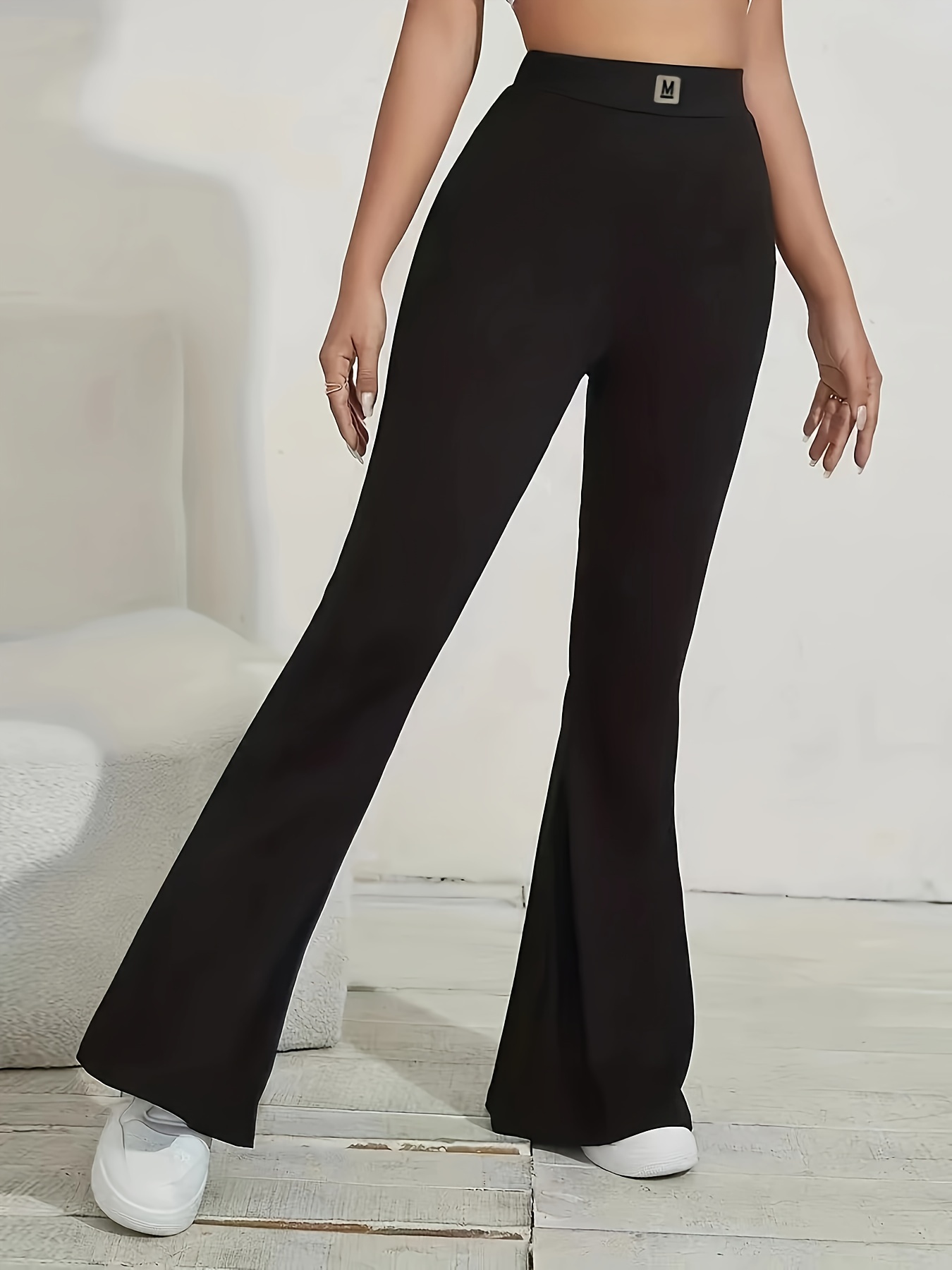 Solid Color Flare Leg Pants Casual Forbidden Pants Spring - Temu