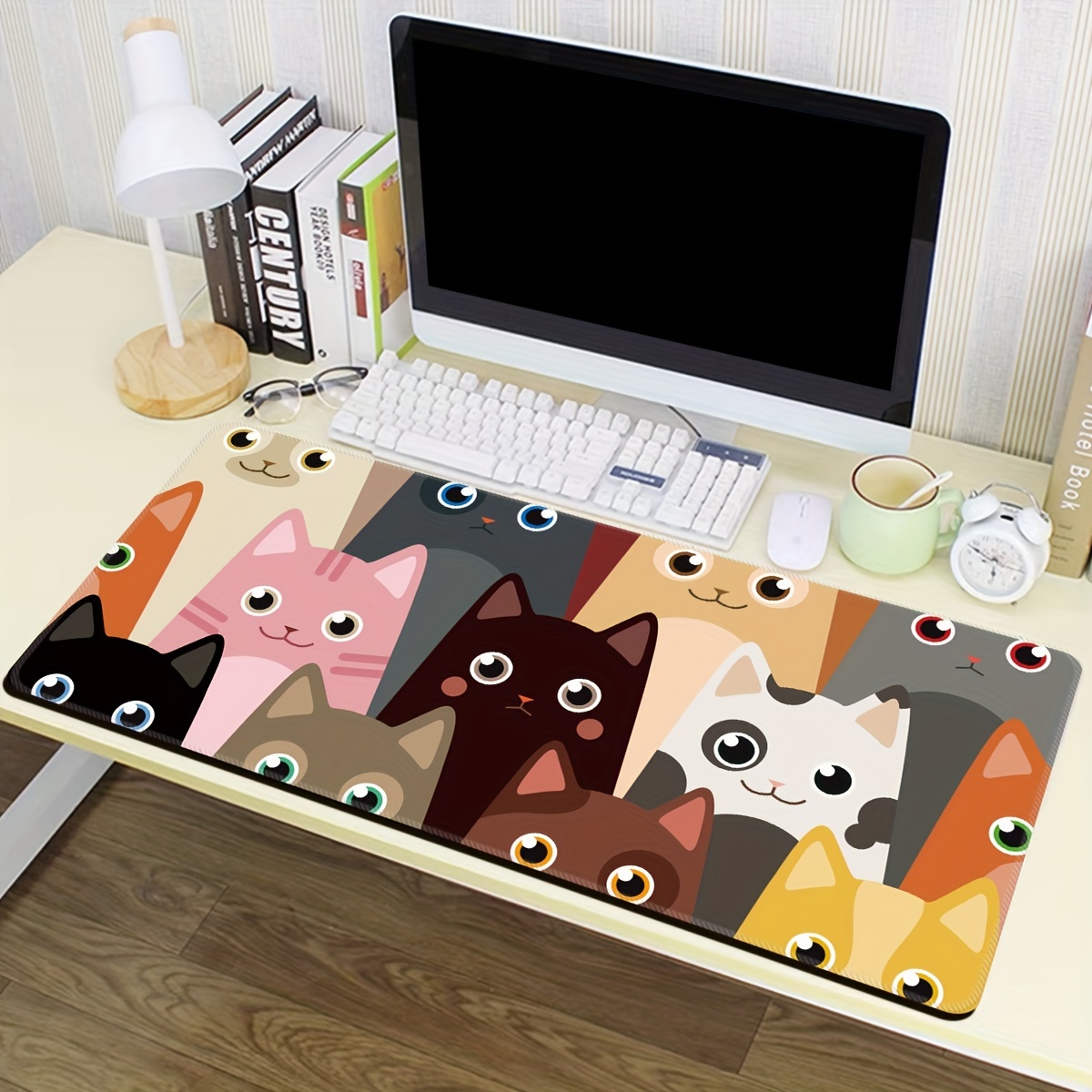 

1pc, A Group Of Cute Cats Scattered Pattern Mouse Pad Computer Hd Keyboard Pad Mouse Pad Desk Pad Natural Rubber Non-slip Office Mouse Pad