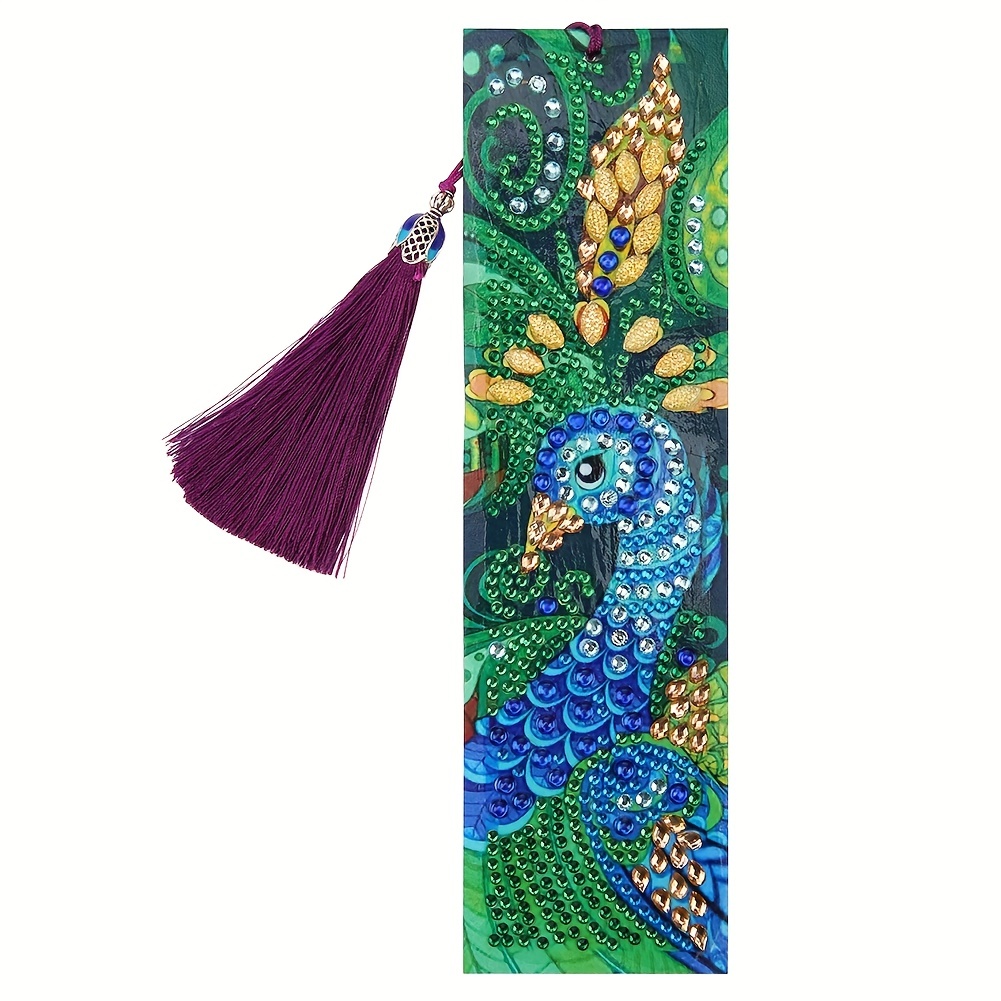 Diy Peacock Artificial Diamond Painting Kit Bookmarks Size Durable Pu  Leather With Crystal Rhinestone For Books Notes Special Shaped Diamond  Painting Bookmark Kits Peacock Diamond Art Bookmark Kits - Temu