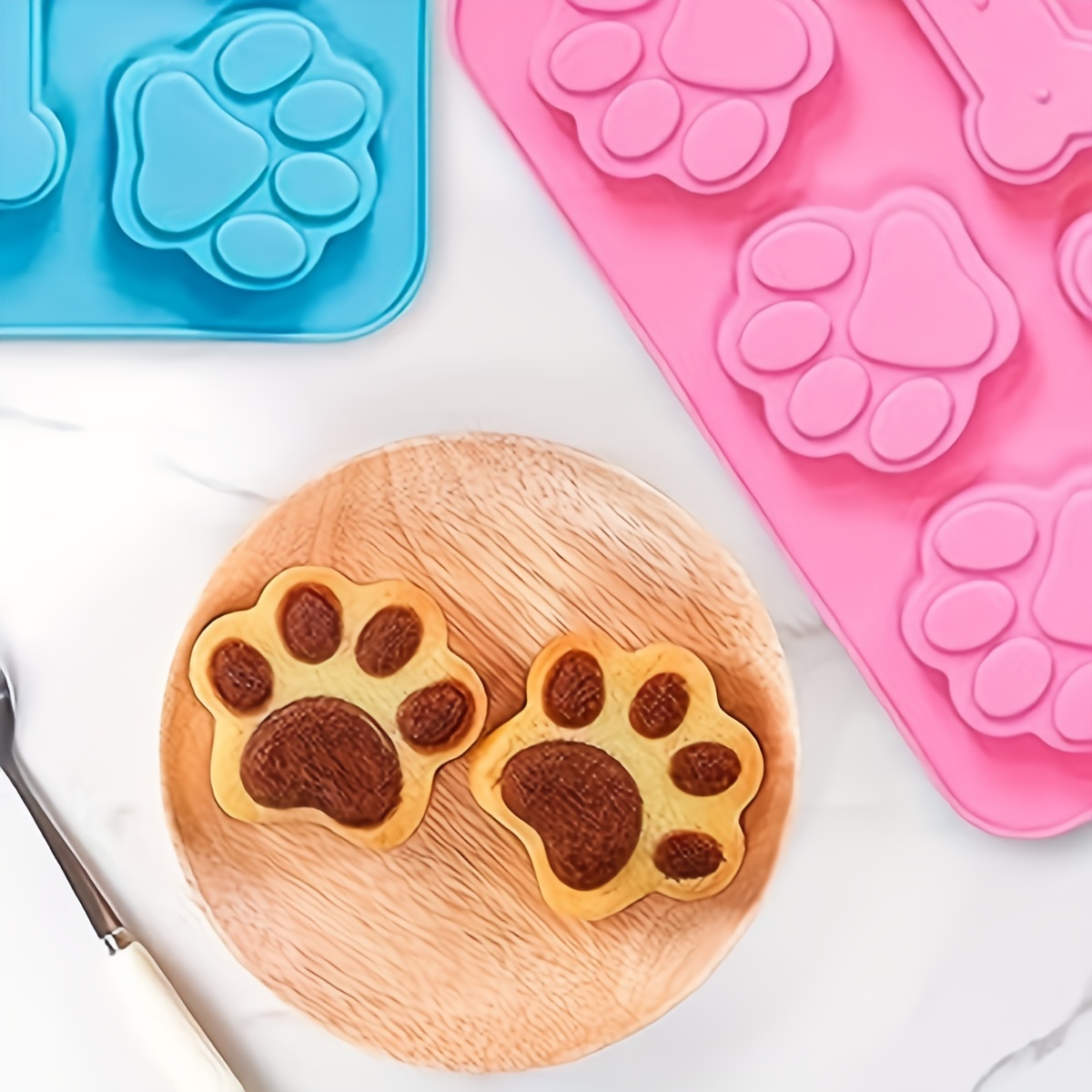 Silicone Molds Paw And Bone Molds (6 Pcs) For Baking, Chocolate, Candy,  Jelly, Dog Treats,ice Cube