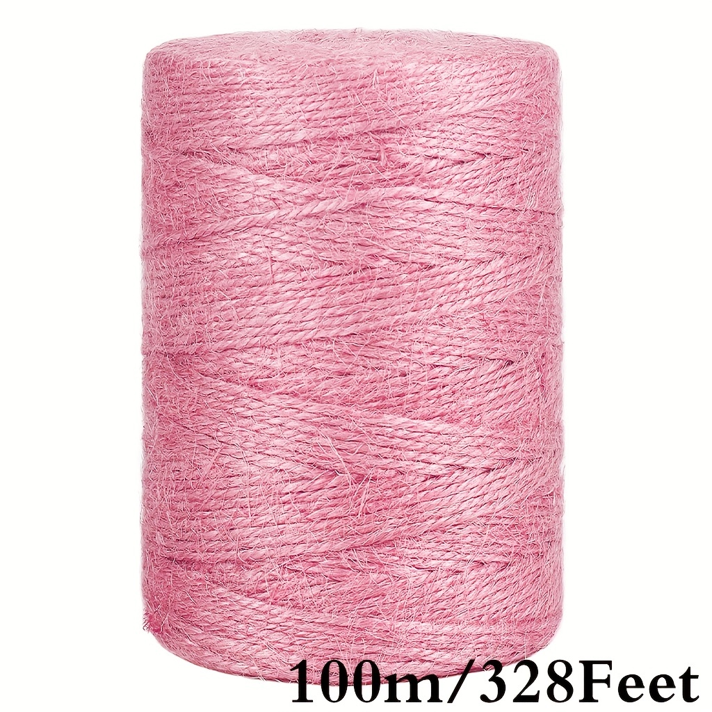 50M 2mm Pink Natural Jute Twine Twine String Crafts,Moisture/Weather  Resistant,Gift Twine Gardening,Packing DIY Home Decor Christmas Party  Industrial