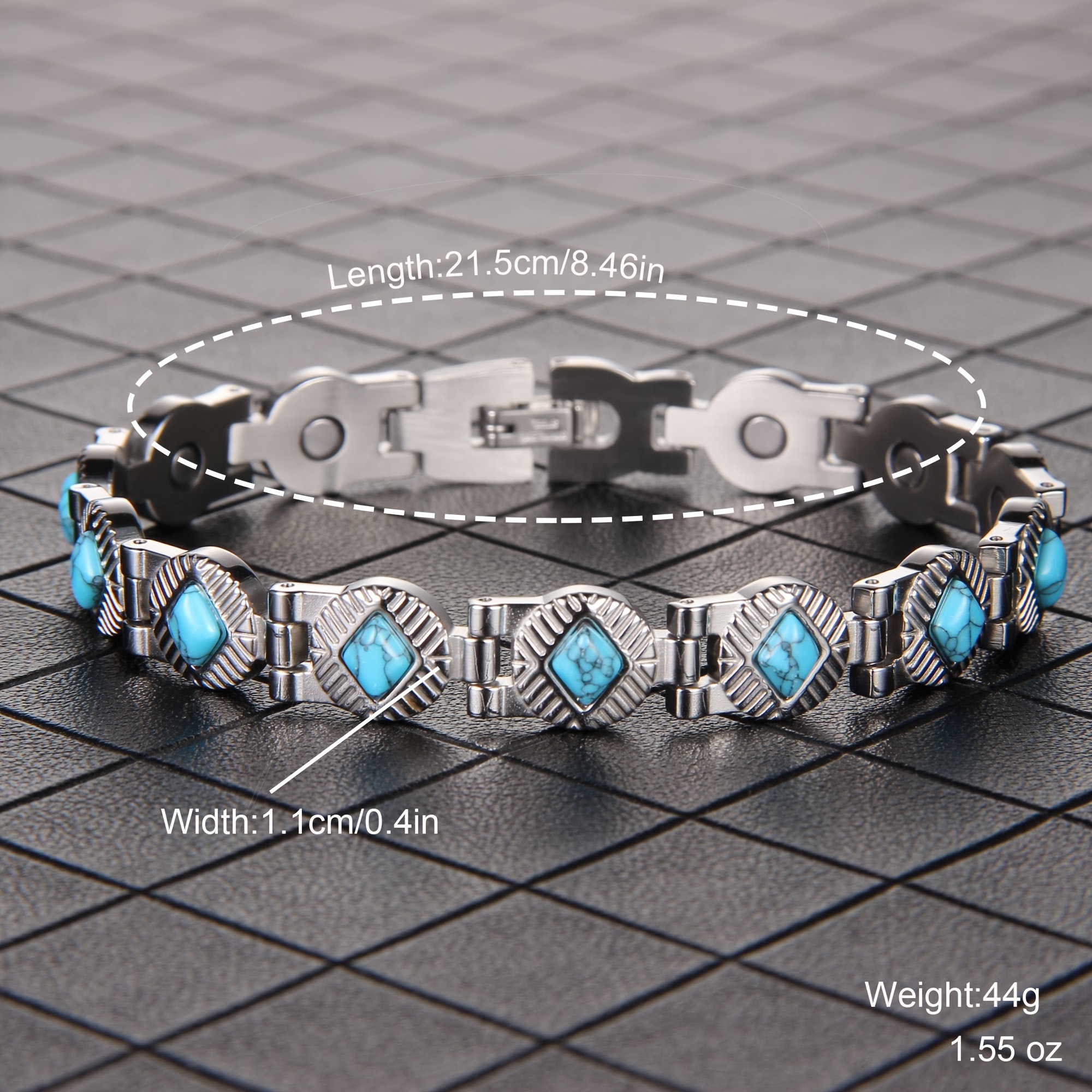 1pc stainless steel link bracelet turquoise stone magnets Temu