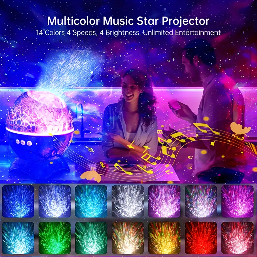 Proyector de estrellas nocturno con luces y música para bebé