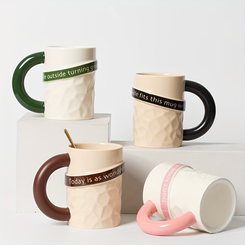 Handpainted Ceramic Coffee Mug Milk Mugs Set of 2 'Floral' (460 ML)