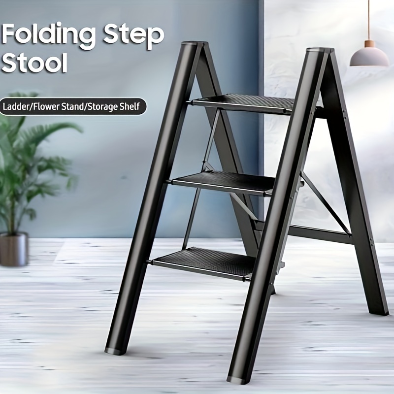 Escalera de 5 escalones, taburete plegable con mango portátil para el  hogar, oficina, cocina, jardín, taburete ligero de aluminio con escaleras  de