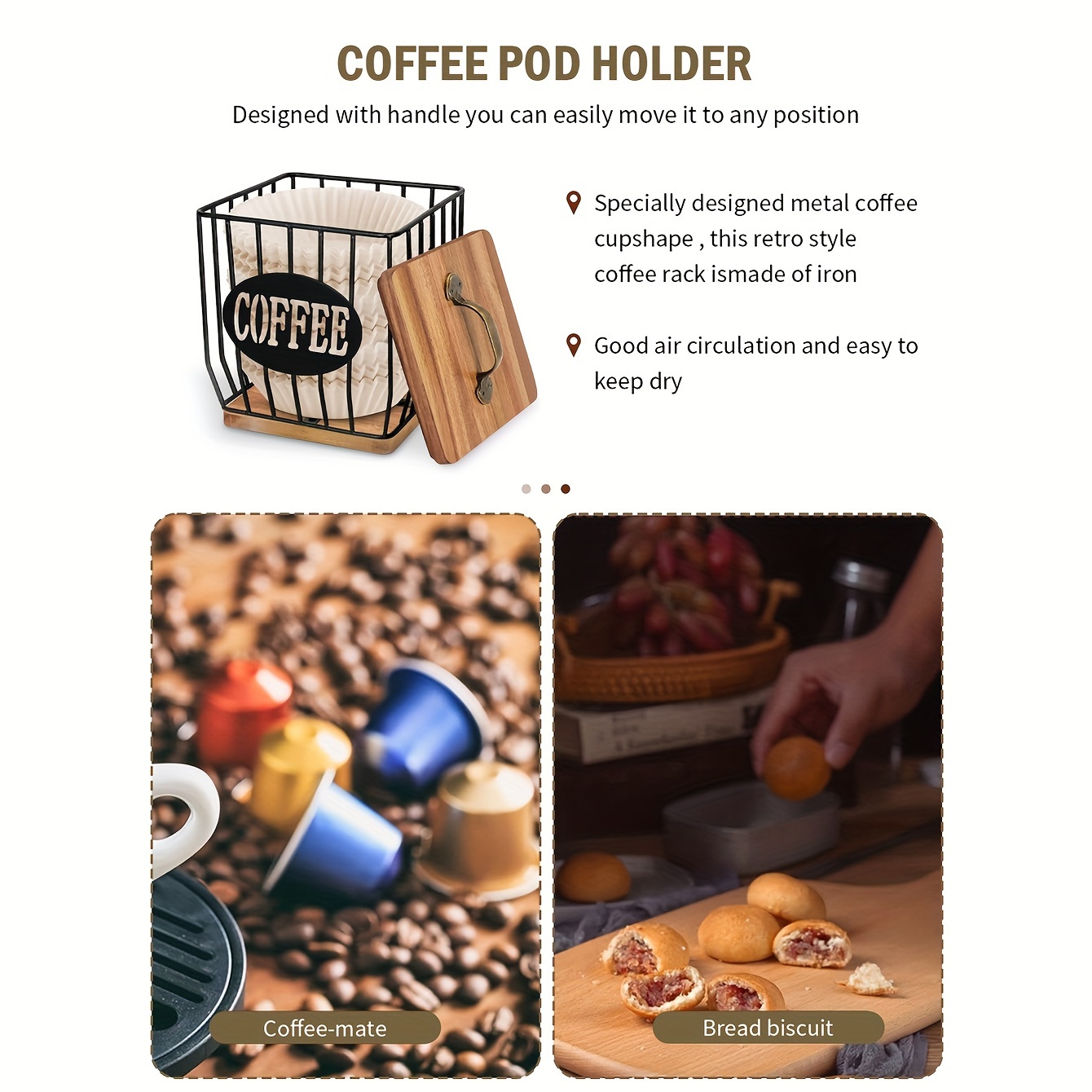 1pc Pod Stands, Porta capsule del caffè con coperchio, grande capacità di  stoccaggio quadrato in filo