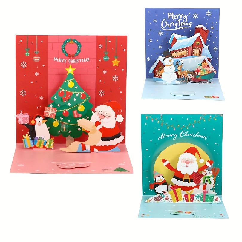 Joyeux Noël Pop Up Card, 3D Popup Cartes de vœux pour Noël, Cartes
