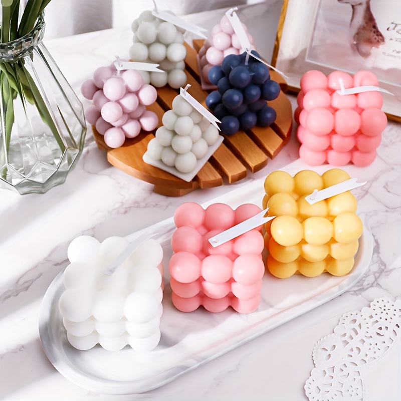 3D Small Bubble Cube Candle Soy Wax Colour Aromatherapy Scented Candles  Relaxing Birthday Gift Home Decoration