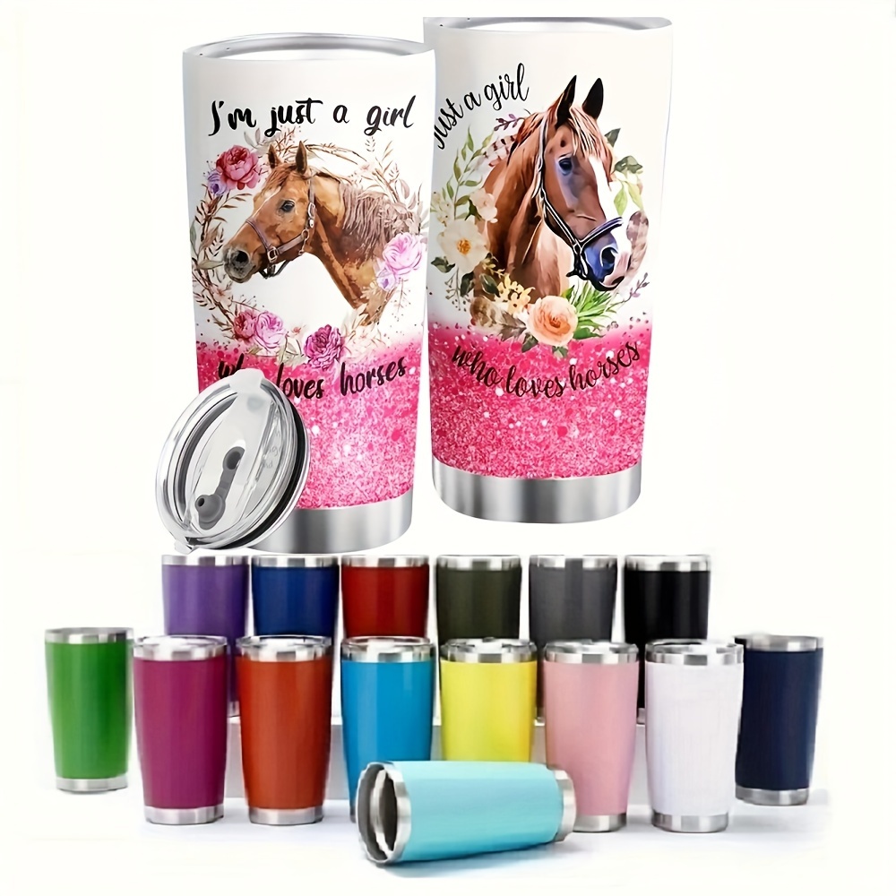 Just A Girl Who Loves Horses Insulated Tumbler With Handle - Temu