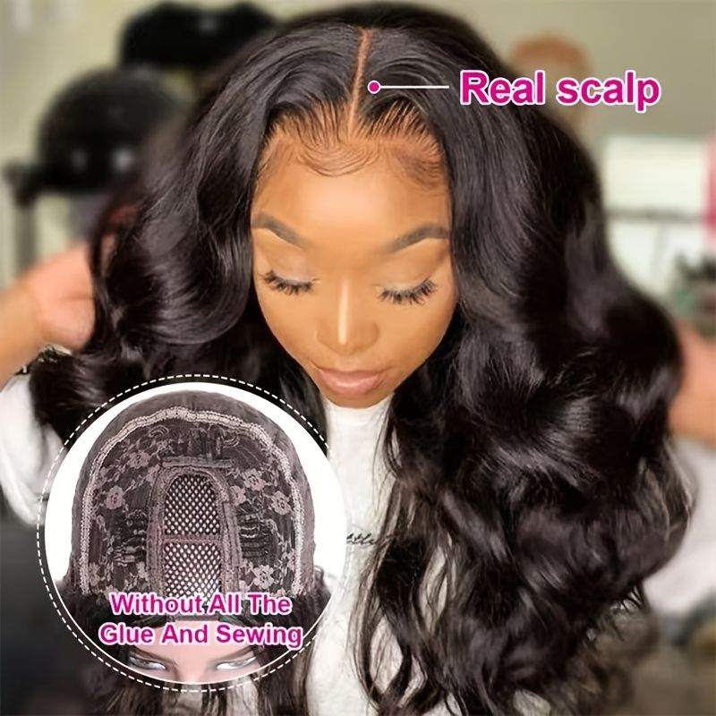 U Part Body Wave Human Hair Wig Hair Wig For Women Brazilian Body Wave  Human Hair Wigs For Daily Use Natural Color - Beauty & Personal Care - Temu