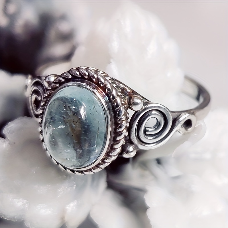 Men's Silvery Vintage Cat Eye Stone Ring