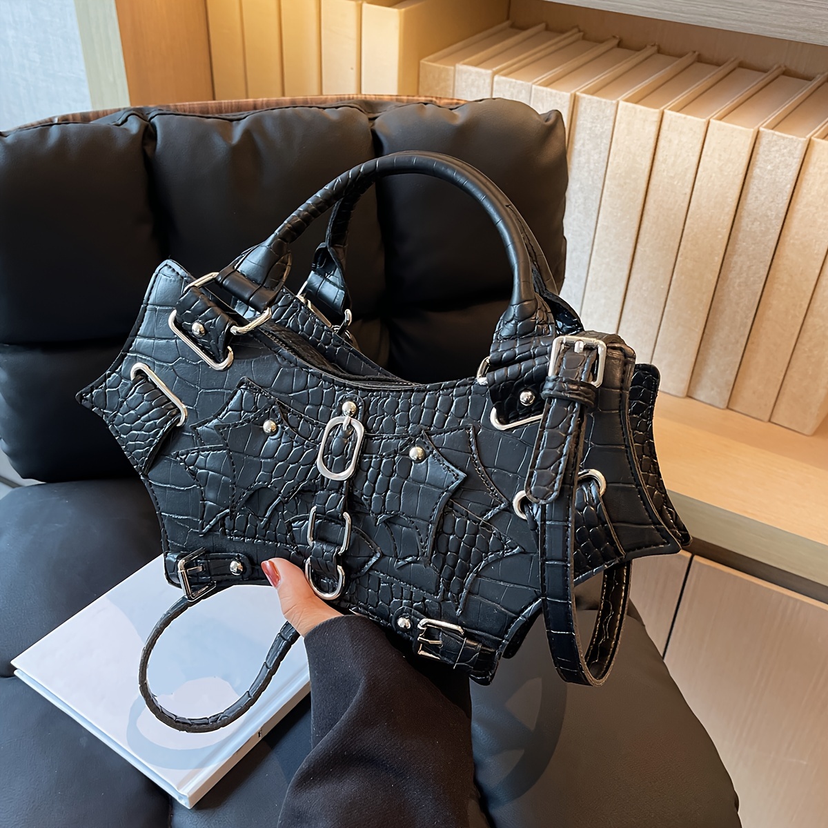 女の子のためのレトロなy2kハンドバッグ,クールなハンドバッグ,機関車のファッション,ホボスショルダーバッグ,クロコダイル柄のバッグ,腕の下のバッグ  - AliExpress