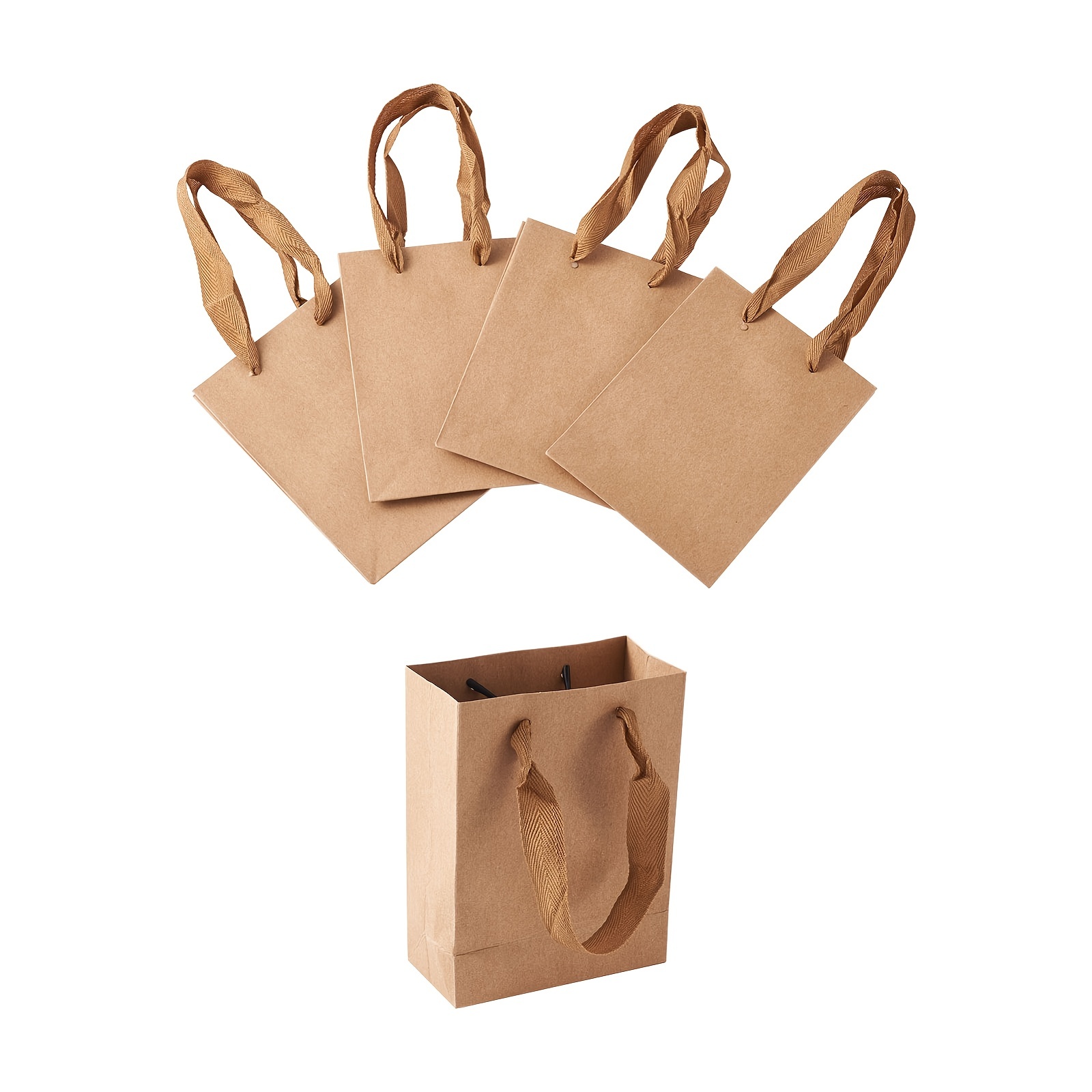Medium White Kraft Paper Bags With Handles Bulk Gift Bags - Temu