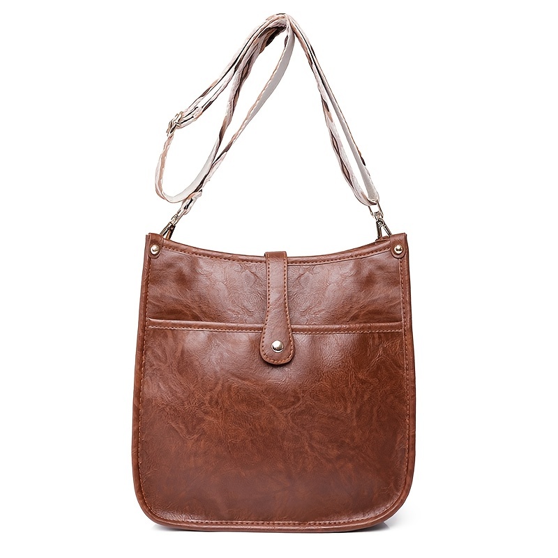 Crossbody Bag for Women Genuine Leather Wide Strap Shoulder Bag